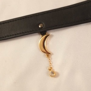 Collier Reins Cuir Lune Col Or