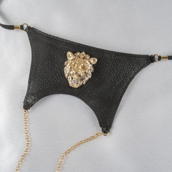 Leather lion G-string gold