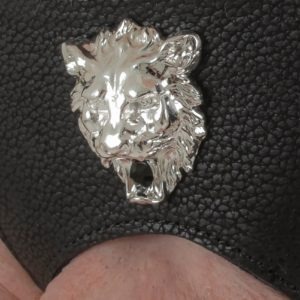 Leather lion G-string silver