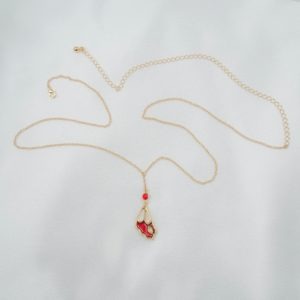 Kette-Taille-Schmuck-Körper-Schmetterling-rot-Gold