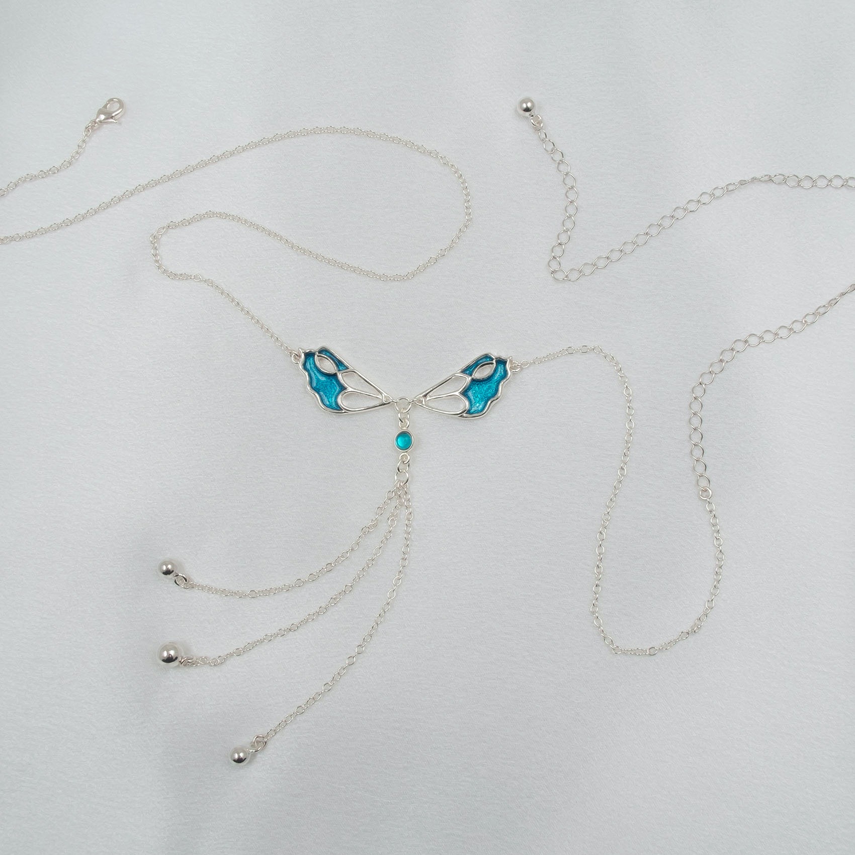 Chaine Taille Fesses Papillons Argent Bleu Sylvie Monthul Chaine Taille Fesses Papillons Argent Bleu Sylvie Monthul