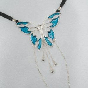 String-Intim-Frau-Schmetterling-Silber-blau