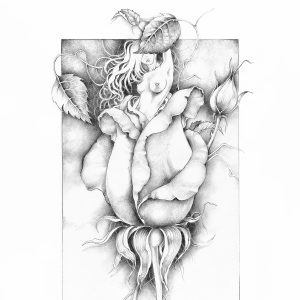 drawing-original-pencil-woman-flower-rose