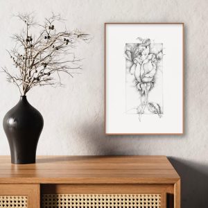 drawing-original-pencil-woman-flower-rose