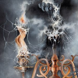 Druck-Ölgemälde-surrealistisch-nackte-Frauen-Kerzen