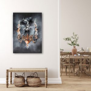 Druck-Ölgemälde-surrealistisch-nackte-Frauen-Kerzen